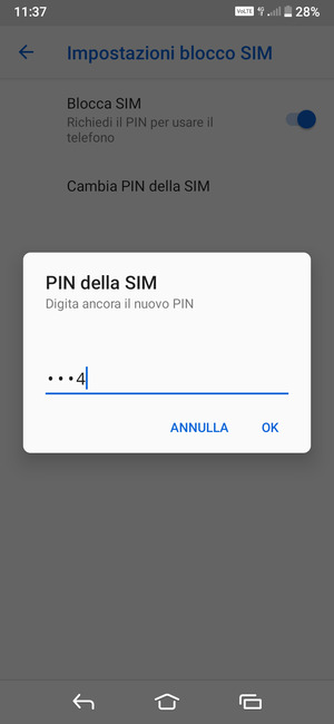 Conferma il nuovo PIN della SIM e seleziona OK