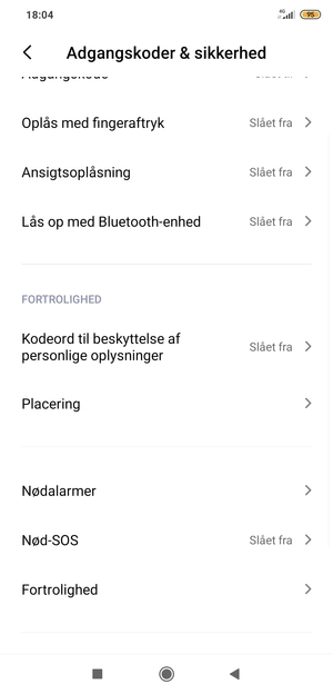 Din telefon er nu sikret med en skærmlås