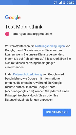 Wählen Sie ICH STIMME ZU