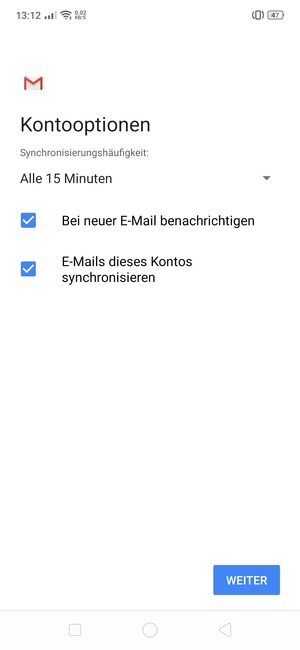 Wählen Sie WEITER