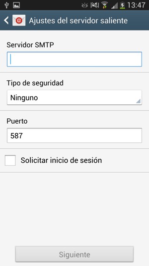 Introduzca la dirección de servidor saliente