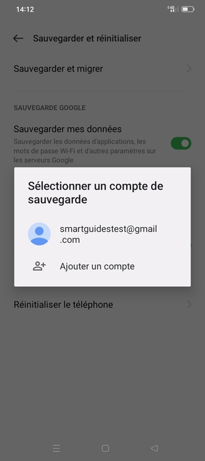 Sélectionnez votre compte de sauvegarde