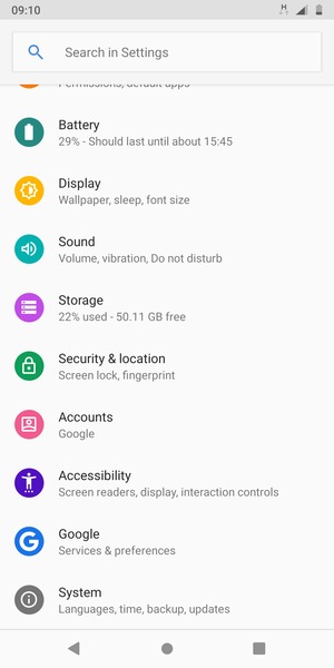Scroll to and select Security & location