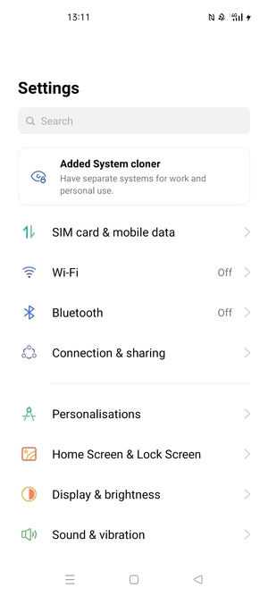 Select SIM card & mobile data