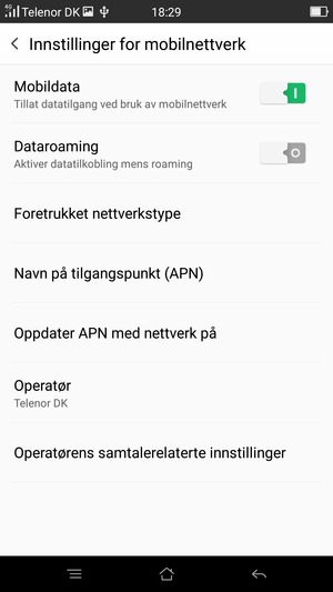 For å bytte nettverk hvis det oppstår nettverksproblemer, velg Operatør