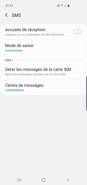 Sélectionnez Centre de messages