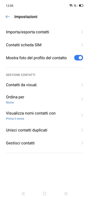 Seleziona Contatti scheda SIM