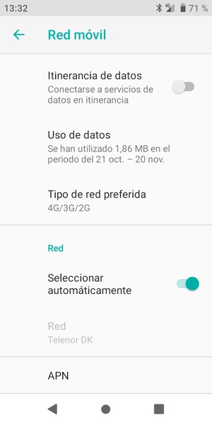 Desplácese y seleccione APN