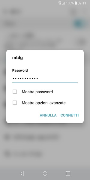 Inserisci la password del Wi-Fi e seleziona CONNETTI