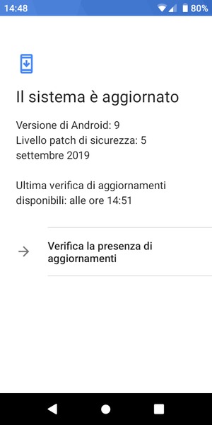 Se il tuo telefono è aggiornato, vedrai la seguente schermata