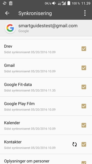 Kontroller at Kontakter er valgt