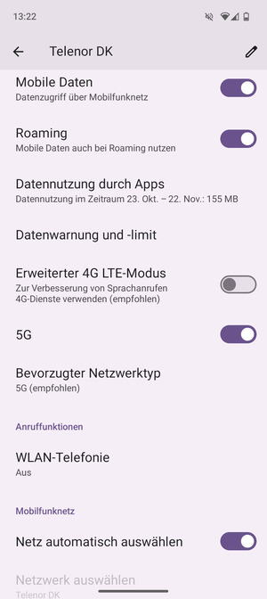Schalten Sie Roaming an oder aus