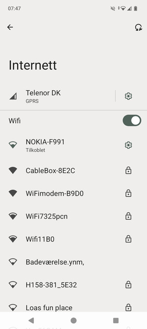 Du er nå koblet til Wi-Fi-nettverket