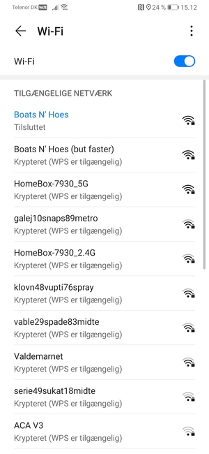Du er nu tilsluttet Wi-Fi netværket