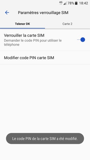 Votre code PIN de la carte SIM a été modifié