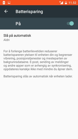 Slå Batterisparing på