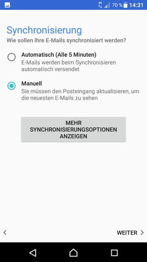 Wählen Sie die gewünschte Option und wählen Sie WEITER