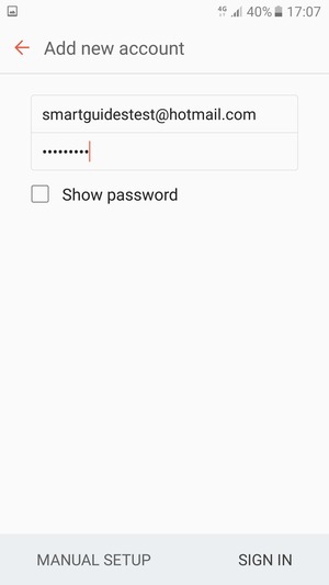 Enter your Hotmail address and password. Select SIGN IN