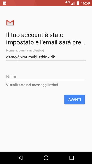 Scegli un nome per il tuo account e inserisci il tuo nome. Seleziona AVANTI
