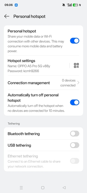 Your phone is now set up for use as a modem