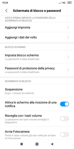 Seleziona Imposta blocco schermo
