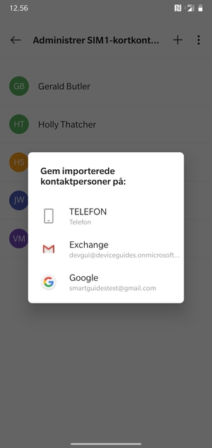 Vælg din Google konto