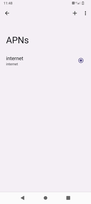 Select the Internet access point
