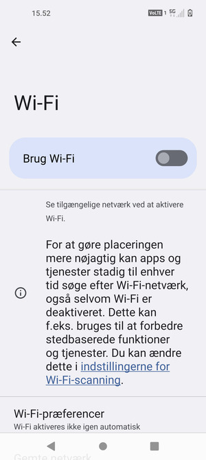 Aktiver Brug Wi-Fi