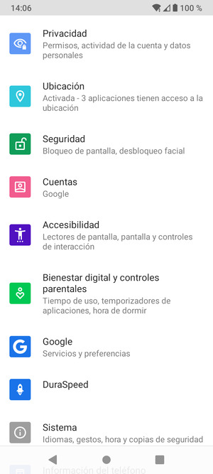 Desplácese y seleccione Seguridad