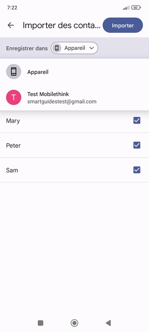 Sélectionnez votre compte Google