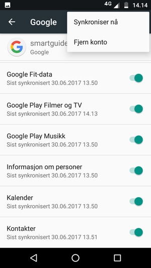 Velg Synkroniser nå