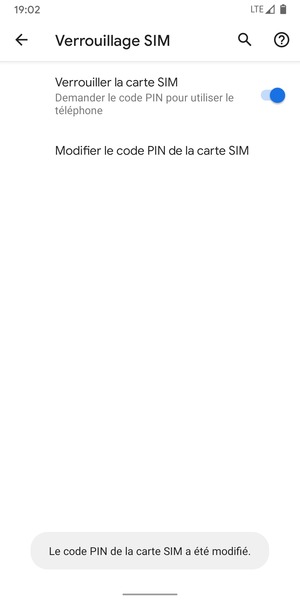 Votre code PIN de la carte SIM a été modifié