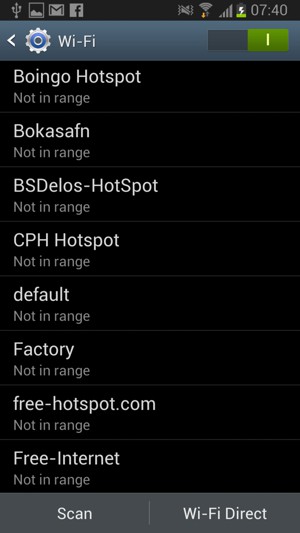 Select the wireless network you want to connect to