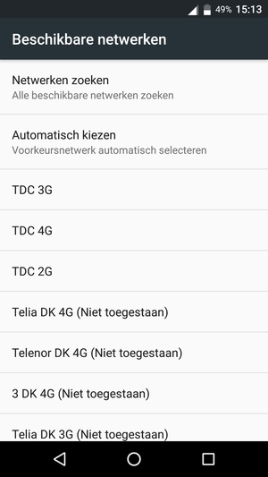 Selecteer een netwerkoperator uit de lijst