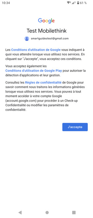 Sélectionnez J'accepte