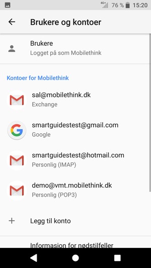 Velg din Google-konto