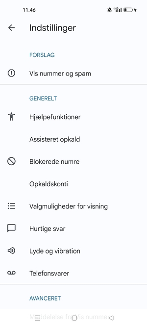 Scroll til og vælg Telefonsvarer