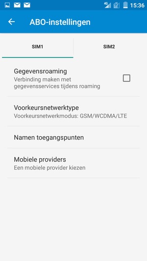 Selecteer de simkaart en selecteer vervolgens Namen toegangspunten