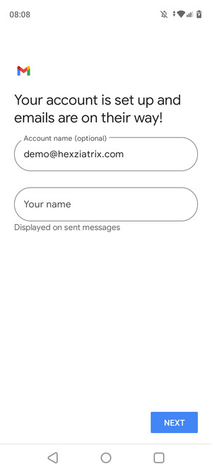 Give your account a name and enter your name. Select NEXT