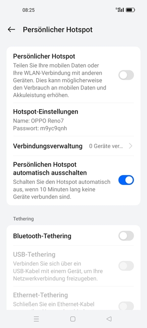 Schalten Sie Persönlicher Hotspot ein