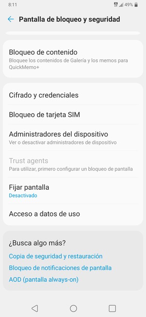 Para cambiar el PIN de la tarjeta SIM, desplácese y seleccione Bloqueo de tarjeta SIM