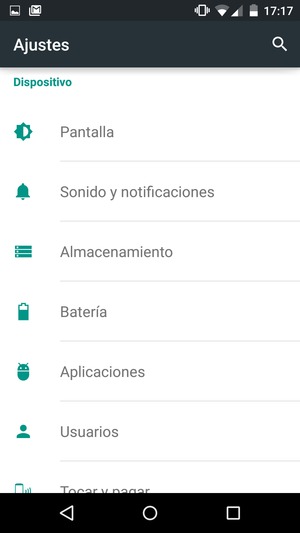 Desplácese y seleccione Batería