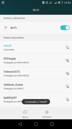 Ahora está conectado a la red Wi-Fi