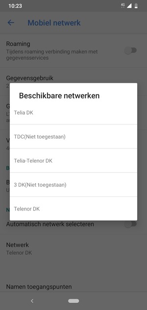 Selecteer een netwerkoperator uit de lijst