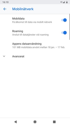 Slå på eller stäng av Roaming
