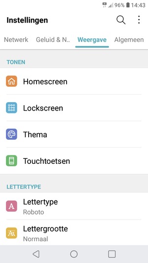 Selecteer Weergave en Lockscreen