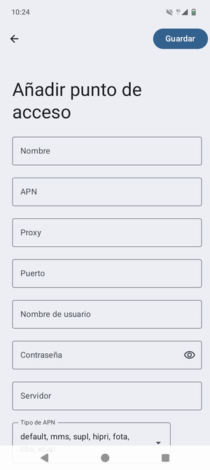 Introduzca la información de Internet