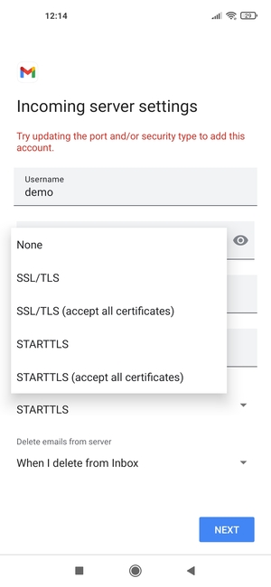 Select None and select NEXT
