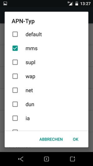 Aktivieren Sie das Kontrollkästchen mms und wählen Sie OK