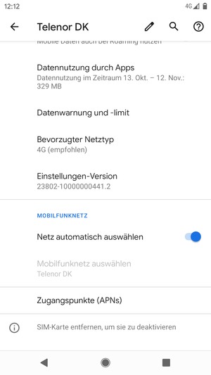 Schalten Sie Netz automatisch auswählen aus